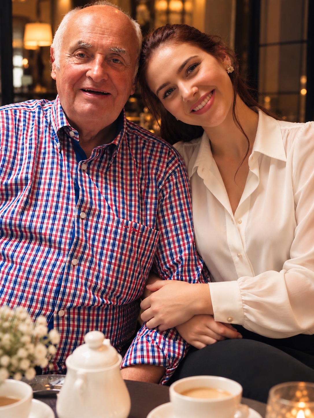 Samira mit ihrem Großvater bei einem gemeinsamen Besuch